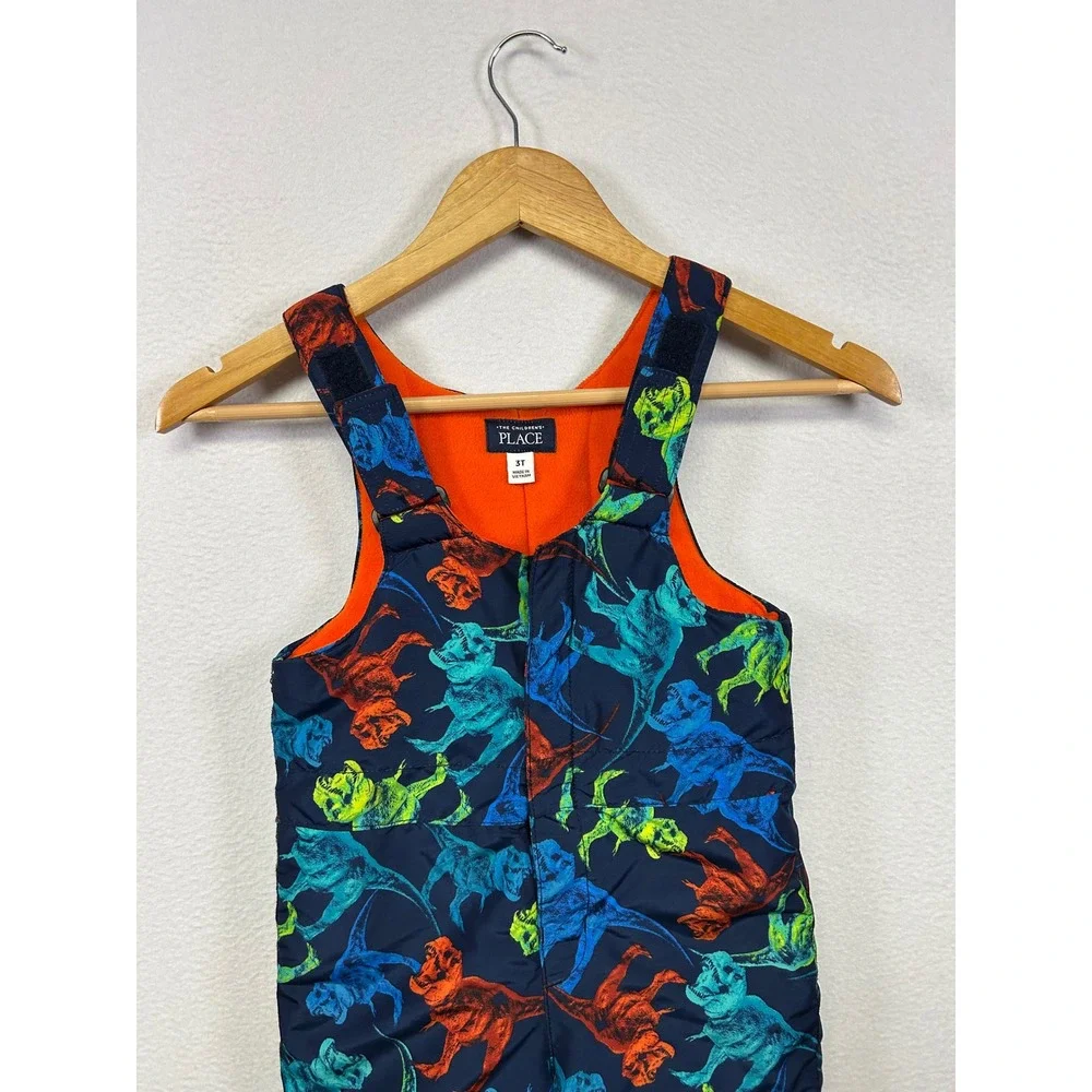 Winterwear The Children's Place Toddler Boys 3T Navy Blue Dinosaur Snow Bibs